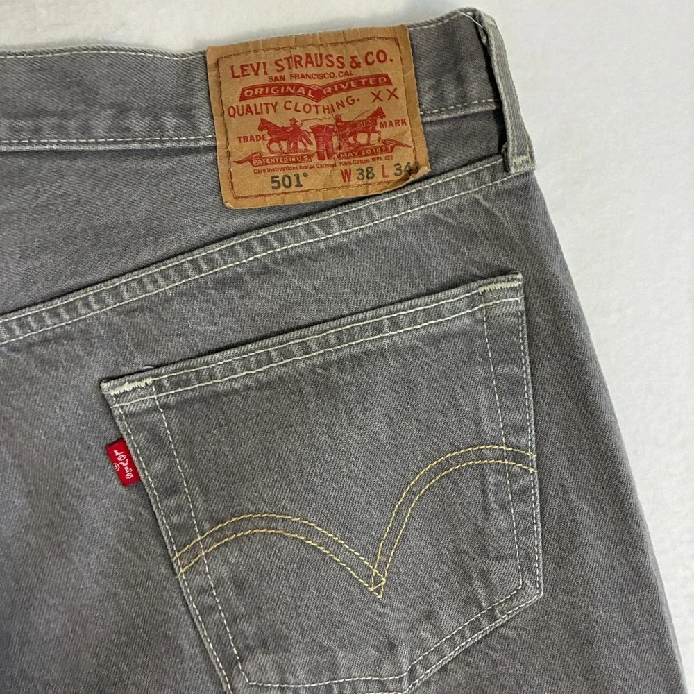 Vtg Y2K Levis 501 Jeans Mens 38x34 (Fits‎ 38x32) Button Fly Straight Work Pants